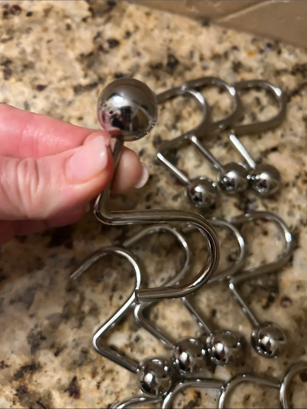 Polished Chrome Shower Curtain Hooks with Ball Ends - Set of 12